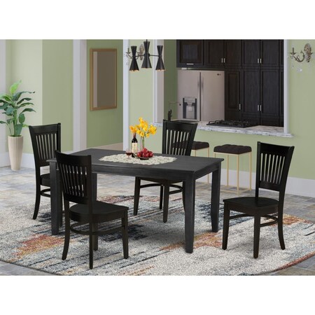 East West Furniture 5 Piece Dudley Small Dining Table Set - Black DUVA5-BLK-W